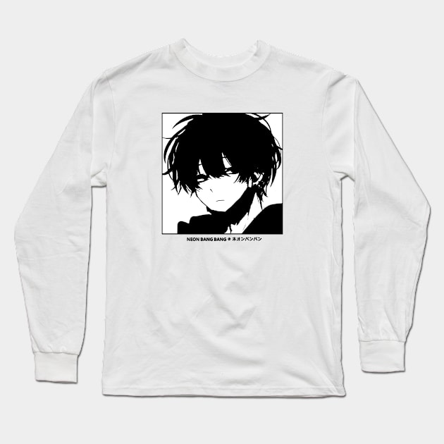 Japanese Sad Boy Anime Manga Aesthetic #2 Long Sleeve T-Shirt by Neon Bang Bang